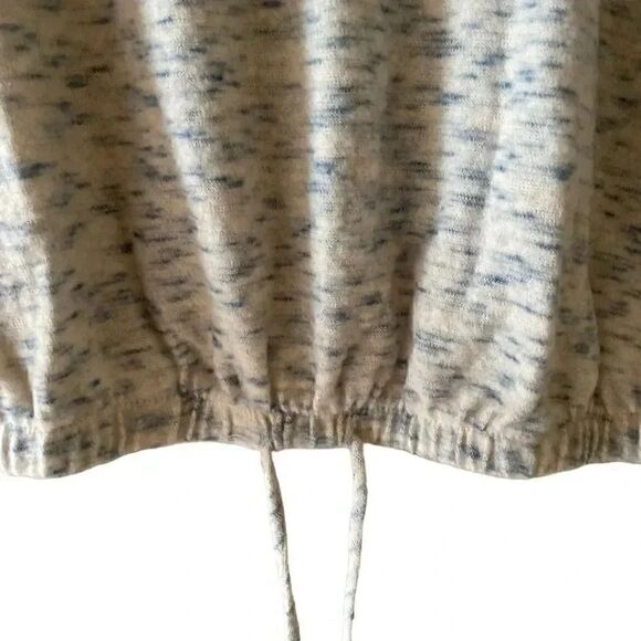 LUSH  DRAWISTRING TNECK TOP
CREAM  BLUE Cropped Long Sleeves Soft Womens S - Picture 8 of 16